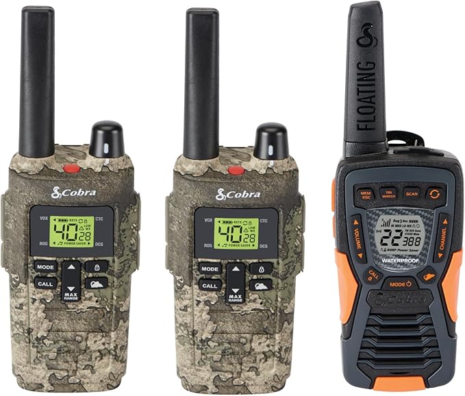 Bundle of Cobra RX380 TTC Walkie Talkies (2-Pack) + Cobra ACXT1037R FLT Walkie Talkie (1-Pack)
