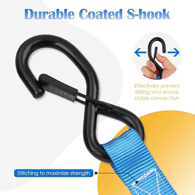 Ratchet Straps, 1.5 inch x 8.2 ft(4 Pack) Heavy Duty Tie Down Straps, Ratchet Tie Down Straps with Soft Loops-5,208 lbs (Blue)