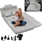Car Air Mattress Bed: Inflatable Back Seat Air Mattress for Car, Thickened Camping Sleeping Pads with 2 Pillows & Air Pumps, Fits Sedan/Truck/SUV, Grey