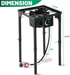 Outdoor Camping Stove, 130000 BTU, Propane Gas Cooker with Detachable Legs, High Pressure Single Burner, 30 PSI Regulator