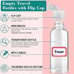 10 Pack Empty 3.4 oz Travel Bottles Tsa Approved Leakproof Plastic Squeezable Small Bottles for Toiletries Liquids Travel Essentials with Black Flip Cap