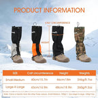 Waterproof Adjustable Leg Gaiters for Men and Women Snow Boot Gaiters for Hiking in Hunting Sand and Mud Mountain Climbing or Snowshoeing