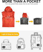 Outdoor Ventures Men's Rain Jacket Waterproof Lightweight Packable Rain Pullover for Hiking Golf Running