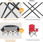 KingCamp Double Camping Chair, Oversized Heavy Duty Loveseat for Adults Portable Folding XL 2 Person Couch Padded Comfortable Two Seat with Cup Holder for Outdoor Lawn Backyard
