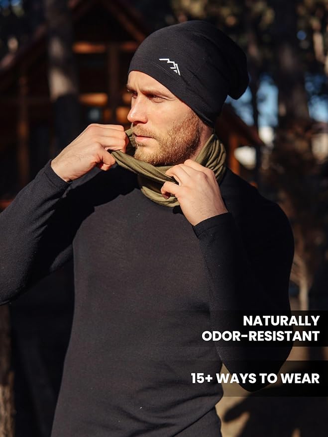 Merino.tech Merino Wool Ski Neck Gaiter - Face Mask Neck Warmer for Men & Women