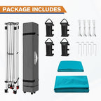 EAGLE PEAK Pop Up Canopy Tent with 1 Sidewall, Easy Setup Event Tent, Outdoor Sun Shade, Wheeled Carry Bag, Stakes and Guy Ropes, Instant Canopy 10x10, Turquoise