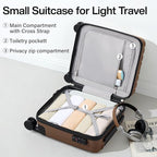 Hanke 14 Inch Underseat Carry On Luggage with Wheels Hard Shell Suitcases Lightweight Small Luggage for Weekender Mini Suitcase Carry On Bag Travel Luggage for Travel Rolling Suitcase.(Brown)