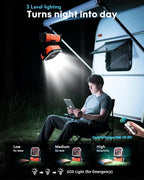 Camping Fan with Bluetooth Speaker Portable Fan,20000mAh Rechargeable Battery Powered Fans, 360° Hanging Hook for Outdoor Picnic Tent Beach Travel Barbecue, Orange