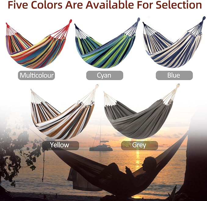 Camping Hammocks for Backyard Hanging Sturdy Garden Comfortable Fabric Hammock Indoor Tree Straps Up to 616lbs Weight Capacity with Travel Bag for Camping Portable Outdoor Patio (Yellow)
