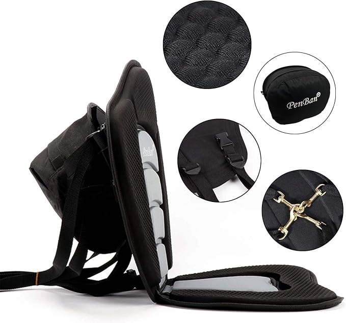 Universal Deluxe Kayak Seat Cushion with Storage Bag for Kayak,Padded Boat,SUP,Canoe,Fishing Boat,Seats with 4 Adjustable Straps
