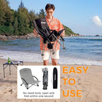 KingCamp Low Beach Chairs, Portable Folding Chair for Adults Extra Wide Ergonomic High Back Seat 300lbs Heavy Duty Lightweight Oversized Gear with Carry Bag for Outdoor Lawn Camping Picnic