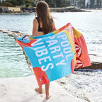 Dock & Bay Beach Towel - Quick Dry, Sand Free - Compact, Lightweight - 100% Recycled - Includes Bag - Pool Party Vibes - Extra Large (200x90cm, 78x35)