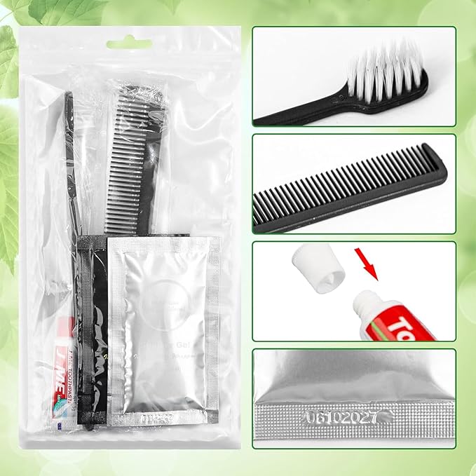 Toiletry Kits Disposable Travel Size Personal Hygiene Kits for Homeless Care Package Supplies in Bulk Toiletries Set Essential Women Men Hotel Guest Charity,Camping,Travel, Apartment 5 in 1(40 Pack)