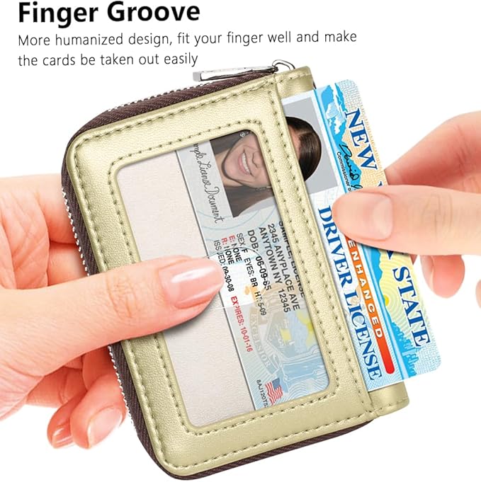 FurArt Zipper Wallet Women, RFID Blocking Credit Card Wallet, Business Card Holder, Compact Size KeyChain Wallet