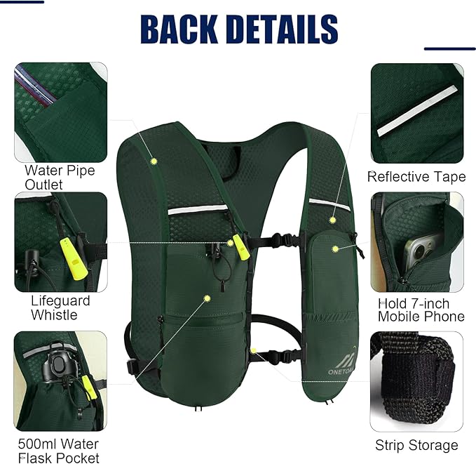 Running Vest for Women & Men, Lightweight 150g Hydration Backpack, 6L Pack for Trail Running, Marathon, Hiking, Cycling, Jogging, Adjustable Fit