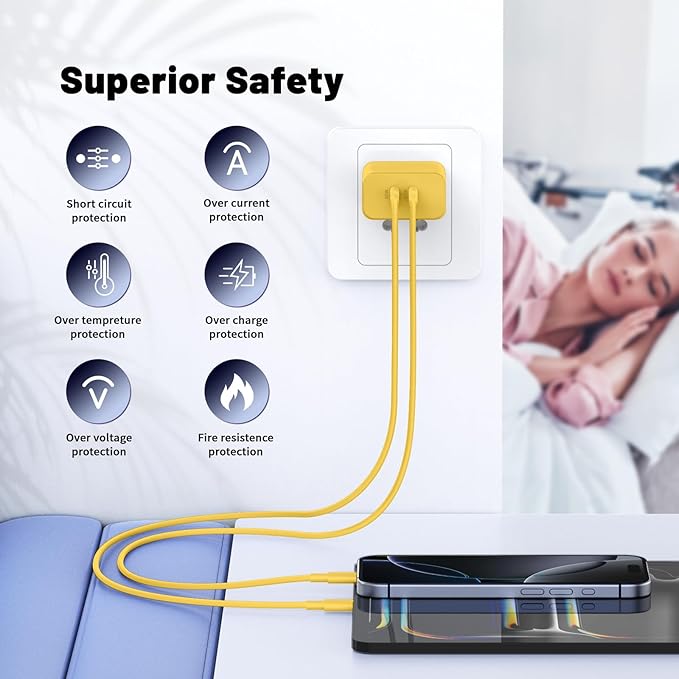 QZIIW Super Fast Samsung Charger Type C,45W Dual Port USB C Fast Charger Block [2-Pack] & Extra Long 60W 3/6/6/10FT USB C Cable - PD Quick Charging 3.0 for Samsung Galaxy S25 Ultra/S24+/S23 iPhone 16