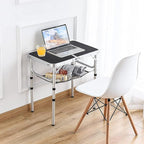 Small Folding Table 2 Foot, Portable Camping Table with Mesh Holders,Lightweight Aluminum Adjustable Height, with Carry Handle for Camping Picnic Indoor Outdoor, White 24 x 16 inch (Black