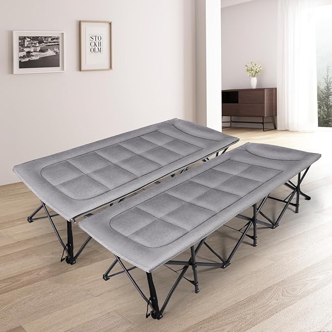 REDCAMP 2 Person Extra Wide Camping Cots for Adults 500lbs, 59" W Oversized Heavy Duty Sleeping Cots, XXXL Cots Portable for Indoor Office Outdoor, Grey