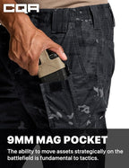 CQR Men's Flex Ripstop Tactical Pants, Water Resistant Stretch Cargo Pants, Lightweight EDC Hiking Work Pants