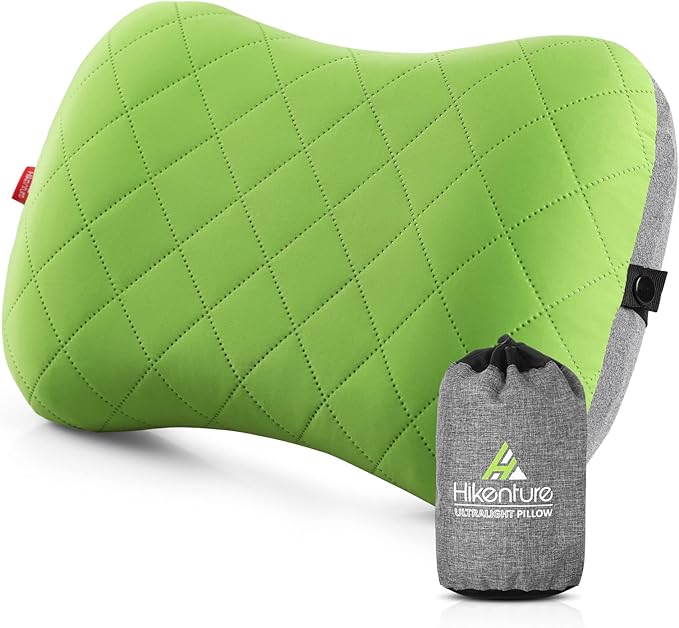 Hikenture Camping Pillow with Removable Cover - Ultralight Inflatable Pillow for Neck Lumbar Support - Upgrade Backpacking Pillow - Washable Travel Air Pillows for Camping, Hiking, Backpacking
