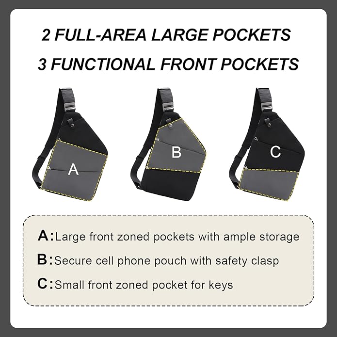 Anti Theft Crossbody Travel Bags for Women Men Cross Body Slim Sling Handbags with S Hook Antitheft