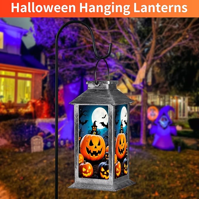 Halloween Decorations Outdoor,Halloween Hanging Decorations,Solar Lantern,Decor for Home Outside Porch Garden Yard Lawn Party Decorations（Witch Pumpkin）