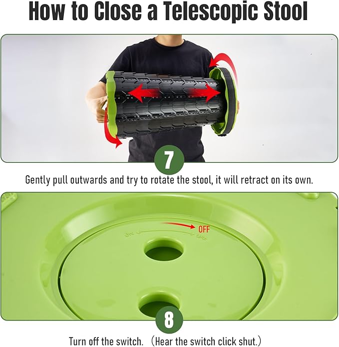 Upgraded Foldable Stool Thickened, Portable Collapsible Stool Retractable Stool for Fishing, Hiking Tours, BBQ, Parties, Outdoor Activities (Olive Green)