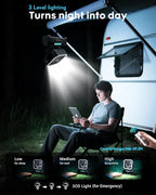 Camping Fan with Bluetooth Speaker Portable Fan,20000mAh Rechargeable Battery Powered Fans,Quiet 4-Speeds, 4-LED Light,360° Hanging Hook for Outdoor Picnic Tent Beach Travel Barbecue, Black