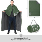 STOVER Waterproof Stadium Blanket – Portable Outdoor Camping Blanket for Travel, Picnics, or Sports – Warm, Windproof, Lightweight, and Packable (Alpine Green)