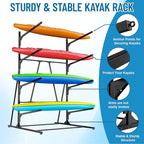 Kayak Storage Rack, Heavy Duty Freestanding Kayak Rack for Garage and Outdoor Storage, Kayak Stand Adjustable for Kayak, Canoe, Surfboard and Paddle Board
