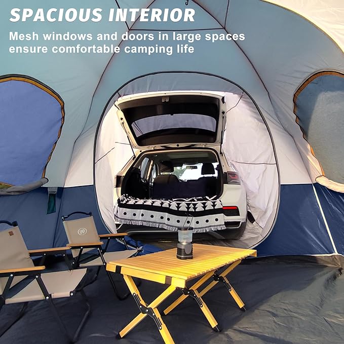 UNP SUV Dome Tent for Camping, Outdoor 6 Person Car Camping Tent, Easy Set Up SUV Tailgate Tent with Rainfly 10' x 10' Vehicle Camping Tent