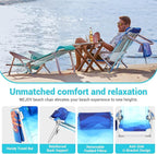 #WEJOY Folding Beach Chair for Adults, 4-Position Aluminum Lightweight Beach Chair, Low Sands Chairs with Shoulder Strap, Cup Holder and Padded Headrest, Supports 265lbs for Lawn