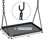 RELIANCER Grill Swing,Campfire Grill Cooking Stand w/8 Hooks & Storage Bag,Cast Iron BBQ Party Swing Grilling Cooking Rack,Outdoor Picnic Camping Cookware Hanging Rack,Collapsible Bonfire Barbecue Set