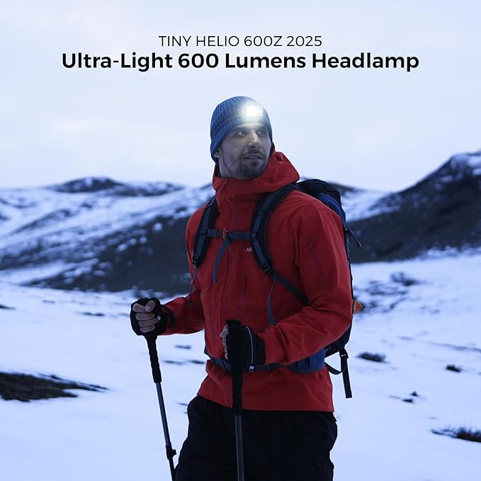 FLEXTAILGEAR 1-600 Lumen Ultra Bright Lightweight Headlamp, USB-C Rechargeable Outdoor Headlamp with White Red Light, Adjustable Headband for Camping, Back Packing, Hiking, Fishing