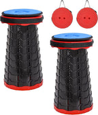2 Pack Portable Telescoping Stools Collapsible Stool with Cushion,Retractable Foldingstool Max Load Capacity 400lbs, Portable Collapsible Stools for Camping Hiking Outdoor BBQ Black-Red