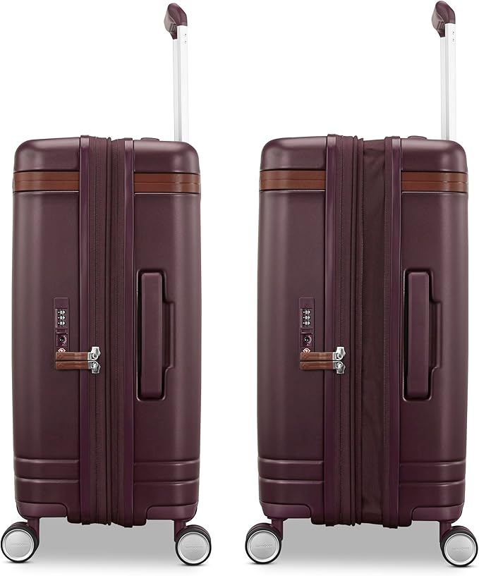Virtuosa Hardside 21 Inch Carry On Luggage - Airline Approved with 360° Spinner Wheels, RightHeight™ Adjustable Handle - Zippered WetPak™ - TSA Lock - Expandable Light Polycarbonate Shell - Merlot