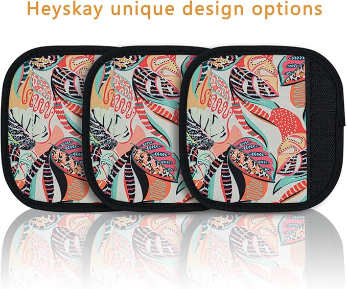 HEYSKAY 3pcs Neoprene Luggage Handle Wrap for Suitcase Identifier Travel Bag Wraps Luggage ID Tags Refrigerator Oven Door Handle Covers (Leaviesx3)