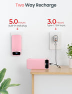 12000mAh Lightweight-Portable-Charger-Power-Bank with Built-in Cables and AC Wall Plug, PD20W USB-C Fast Charging Battery Pack, LED Display External Travel Phone Charger for All iPhone,Samsung,Android