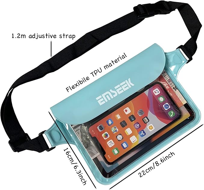 Waterproof Waist Pouch Dry Belt Bag Fanny Pack Keep Your Key Fob Wallet Kindle Phone Dry Perfect For Swim Surf Snorkel(Light Green)