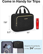 BAGSMART Hanging Travel Toiletry Organizer - Cosmetic Bag for Full Sized Toiletries, Basic-Black