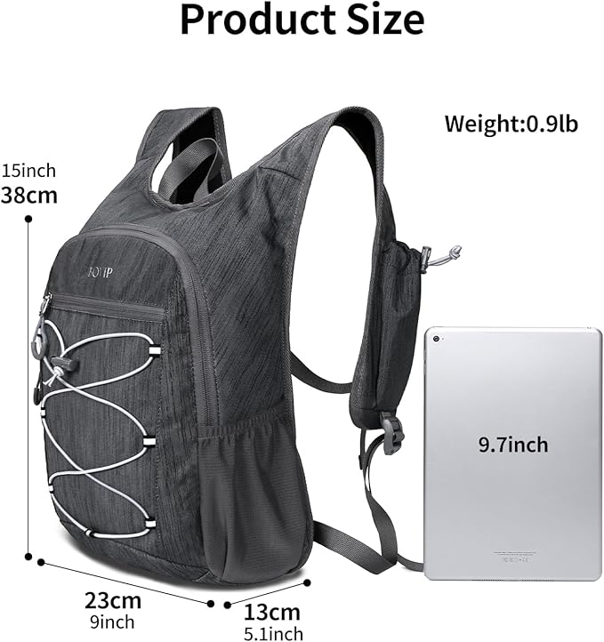 BOVIP 20L Hiking Backpack Lightweight Packable Hiking Daypack Small Travel Outdoor Foldable Shoulder Bag Black