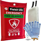 Protect Life Saving Emergency Fire Blankets 1 Pack - 40"x40", Fiberglass Fire Blanket for Home & Kitchen - Fire Suppression or Retardant Tarp - Fire Safety Kit for Car or Camping