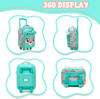 Kids Carry On Luggage with Wheels Softside Kids Suitcase for Girls Airline Approved & Girls Multi-function Carry Bag 4pcs Set