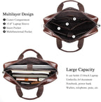 Augus Leather Laptop Briefcase for Men,Waterproof Travel Messenger Duffle Bags 15.6 Inch Laptop Bag