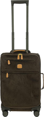 Bric's LIFE TROPEA 21-Inch Carry On Spinner - Luxury Luggage With Spinner Wheels - Away Luggage and Lightweight Carry on Suitcases with Wheels - Faux Suede - Olive