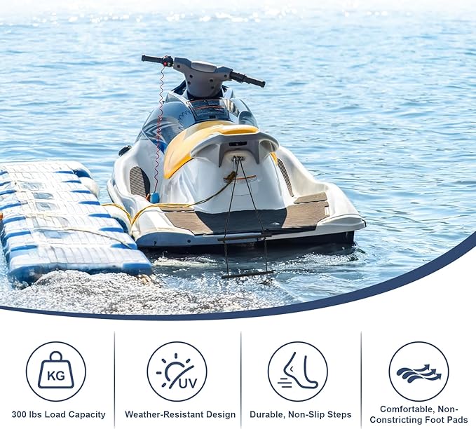 Foldable 2-Step Rope Ladder, 660lbs Strength, Portable Outdoor Climbing Marine Boarding Ladder for Inflatable Boats, Fishing Boats, Kayaks, Motorboats, Canoeing