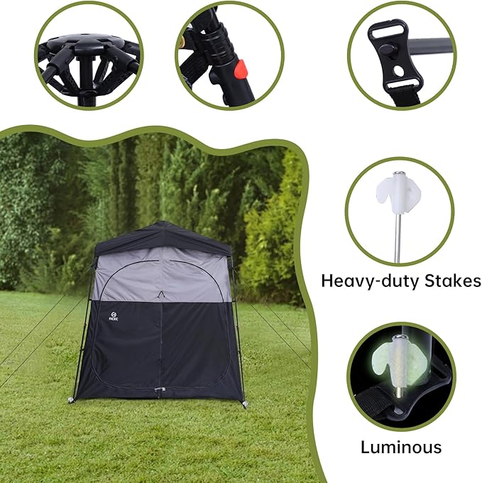 Nice C Camping Shower Tent, Instant Pop Up Privacy Changing Tent, Outdoor Shower Enclosure, Toilet Tents, Camping Bathroom, Oversize (2 Room)
