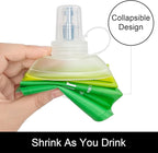 WILDREEDS 500ml Soft Flask, TPU Collapsible Soft Water Bottle for Hydration Pack, Running Vest, Folding Water Bottle for Hiking Cycling Climbing-1Pcs, Yellow to Green