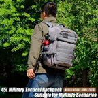Military Tactical Backpack 45L Large Tactical Backpack for Men, Hiking Rucksack With Bottle Holder