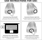 ATNKE LED Lighted Beanie Hat,USB Rechargeable 4 LED Running Headlamp Bright Cap with The Light Gifts for Men and Women